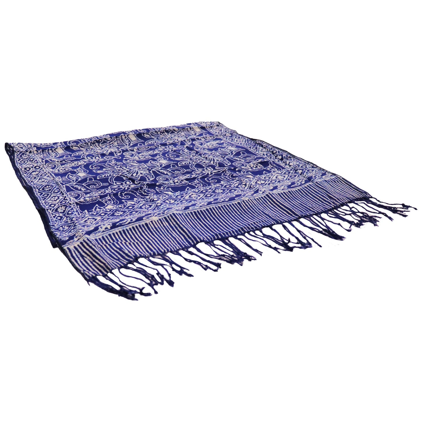 Handmade Batik Scarf - Cotton - Wings, Blue
