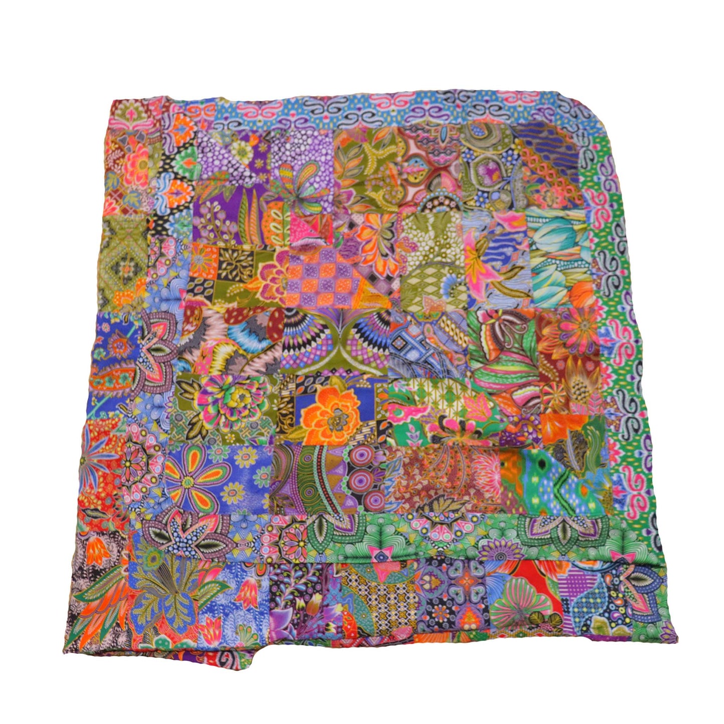 Handmade Reversible Quilt Blanket Throw, Quilt Patchwork, Upcycled, size 55 x 87 inches TR0046