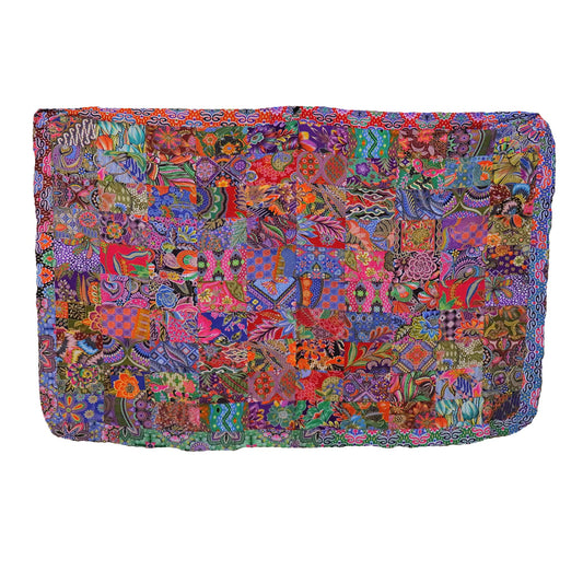 Handmade Reversible Quilt Blanket Throw, Quilt Patchwork, Upcycled, size 55 x 87 inches TR0046