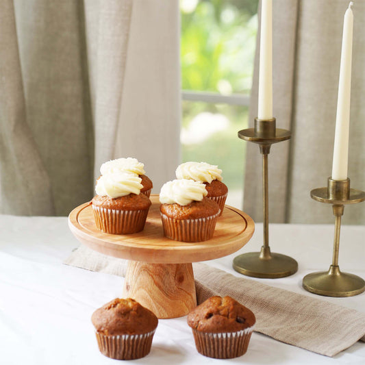Mahogany Wood Cake Stand Medium Size, Handcarved Wooden Dessert Stand