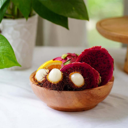 Mahogany wood bowl handmade in Indonesia small size 7.25" x 2.3"