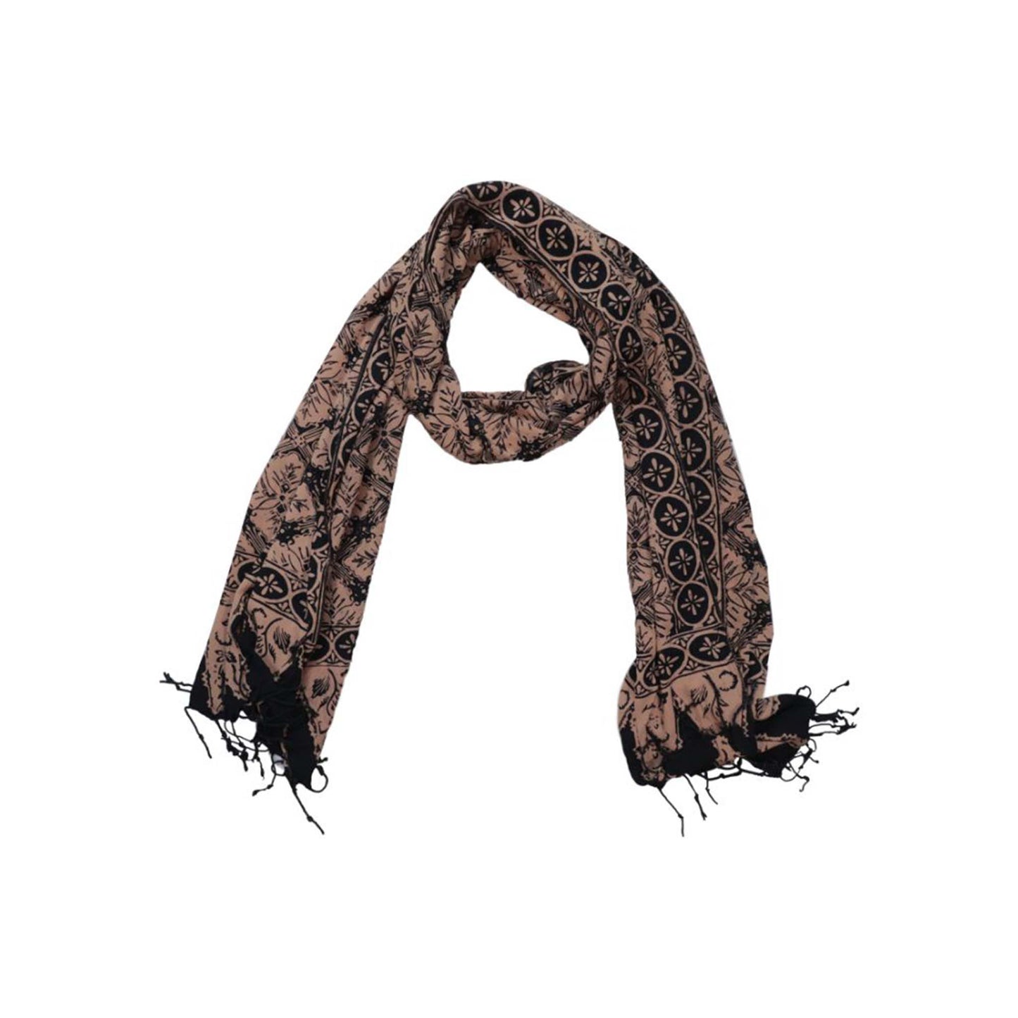 Handmade Batik Scarf, Black Brown Harvest, Hand Dyed, 100% Cotton