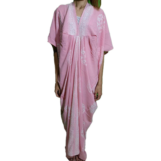 Hand Dyed Kaftan Dress Rayon Vegan Eco-friendly Material, Maxi, Long, Powder Pink Dress