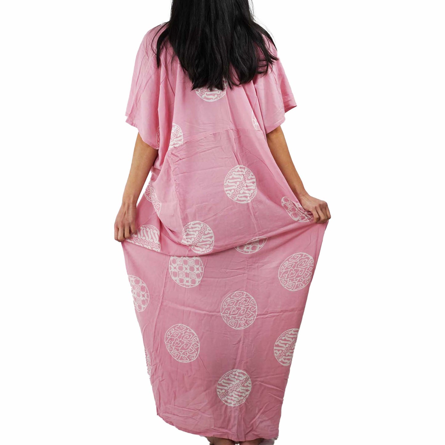 Hand Dyed Kaftan Dress Rayon Vegan Eco-friendly Material, Maxi, Long, Powder Pink Dress