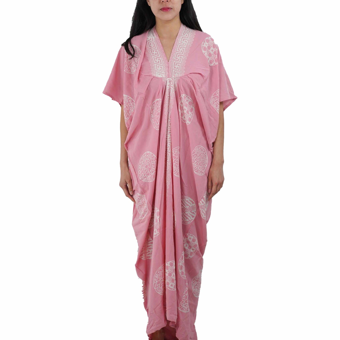 Hand Dyed Kaftan Dress Rayon Vegan Eco-friendly Material, Maxi, Long, Powder Pink Dress