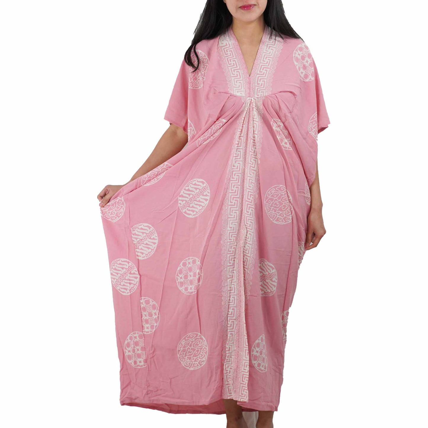 Hand Dyed Kaftan Dress Rayon Vegan Eco-friendly Material, Maxi, Long, Powder Pink Dress