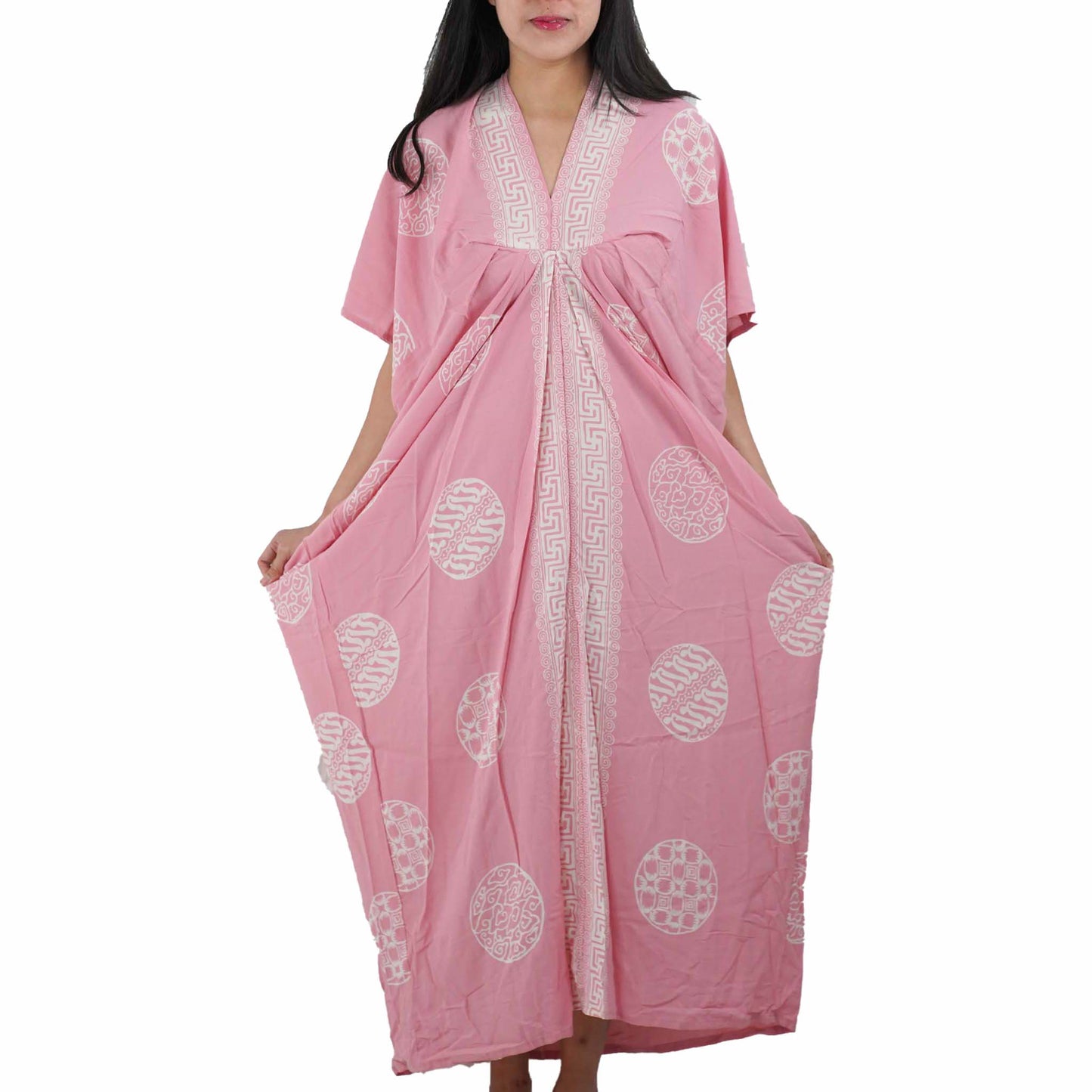 Hand Dyed Kaftan Dress Rayon Vegan Eco-friendly Material, Maxi, Long, Powder Pink Dress