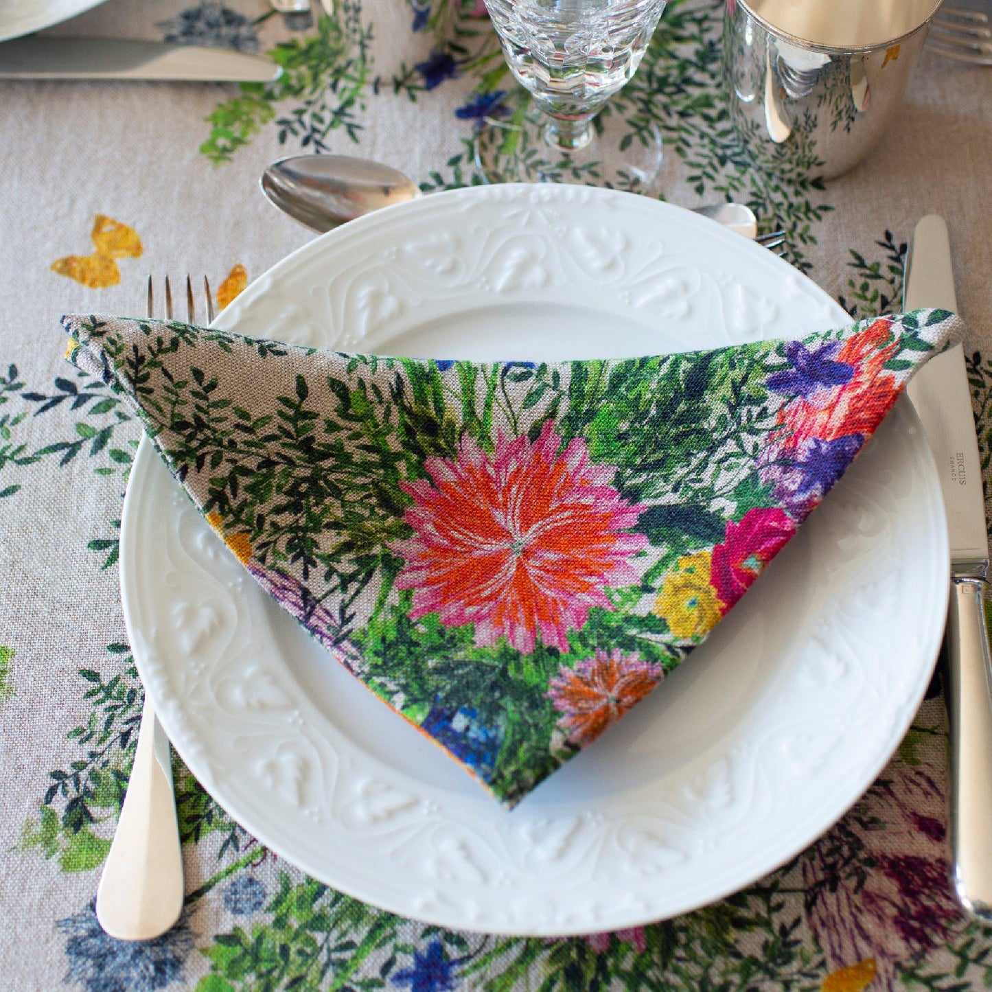 6 Organic Linen Napkins in Dramatic Iris
