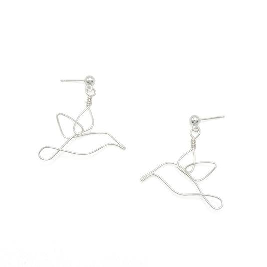 Silver Plated Little Bird Earrings Hummingbird Dangle Crafted In Delicate Luxury Limited Edition
