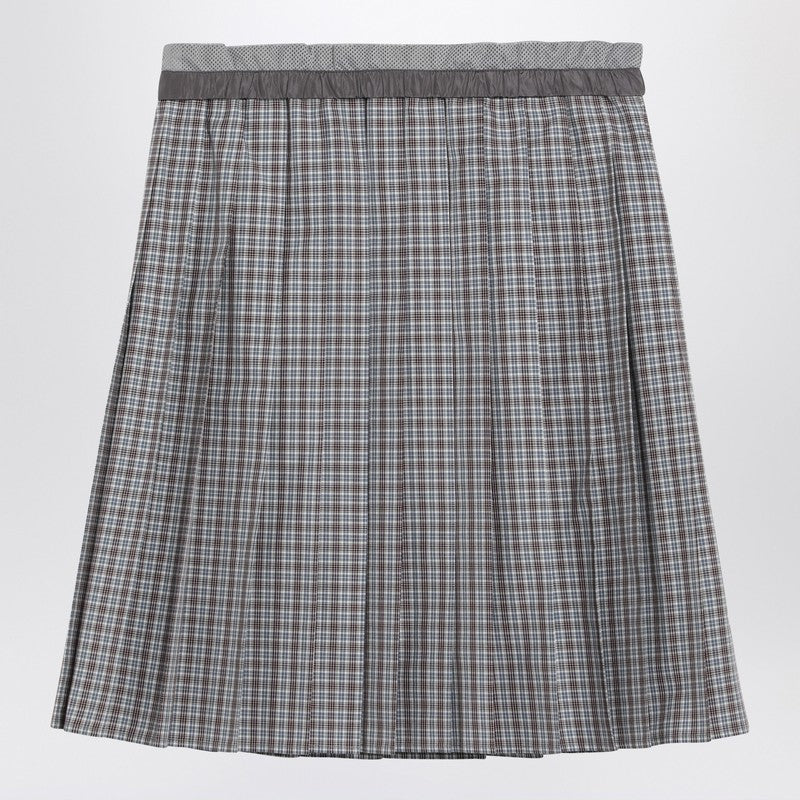 Miu Miu Pleated Skirt Blue/Bordeaux Check Pattern Women