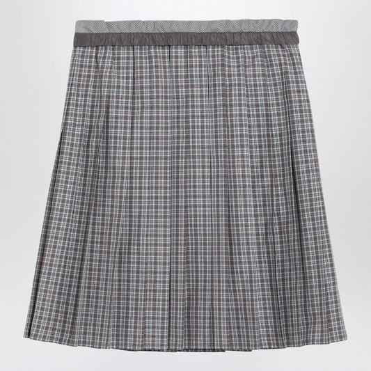 Miu Miu Pleated Skirt Blue/Bordeaux Check Pattern Women