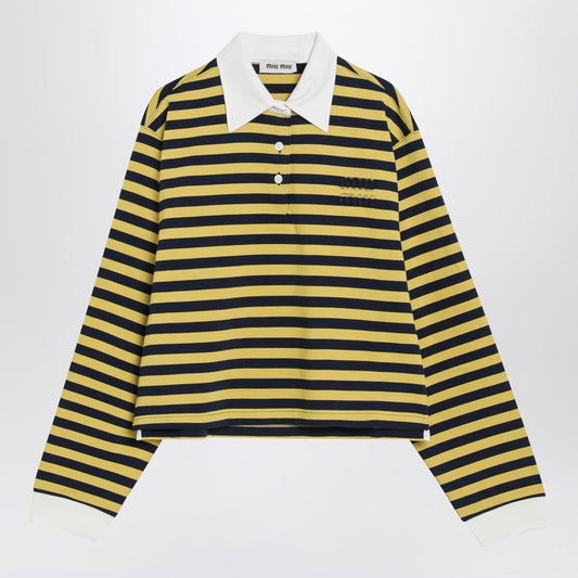 Miu Miu Blue/Yellow Striped Polo With Logo Women