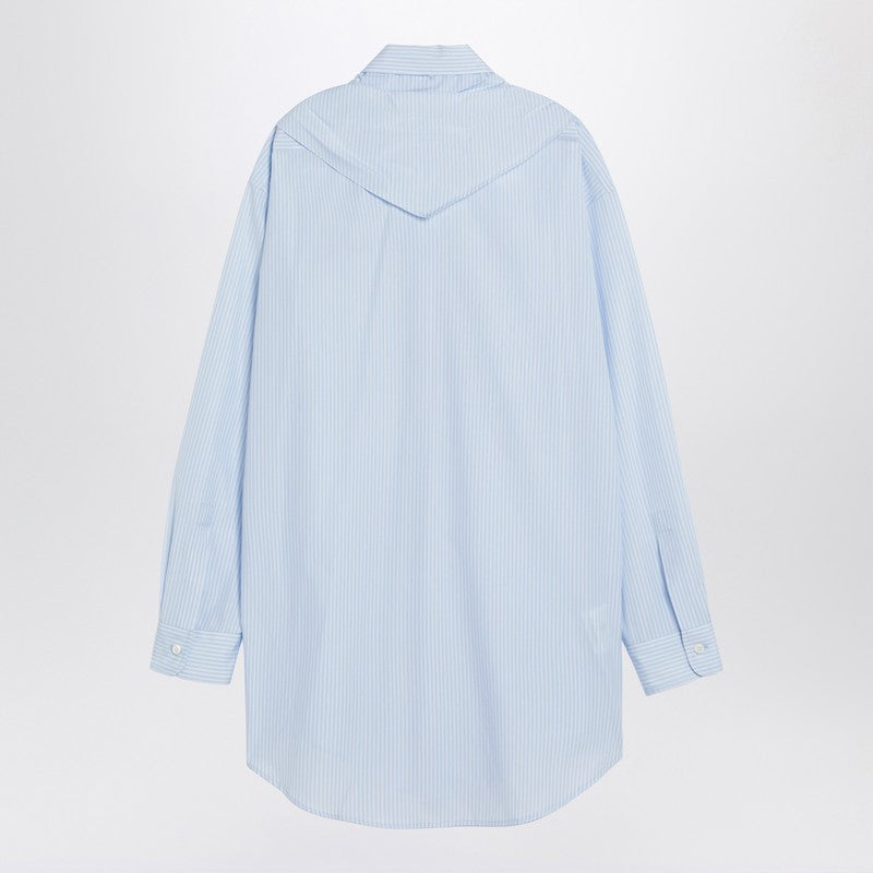 Miu Miu Light Blue/White Striped Shirt With Scarf Women