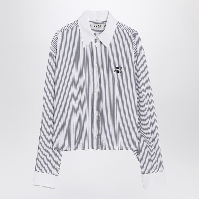 Miu Miu White Striped Shirt With Logo Women