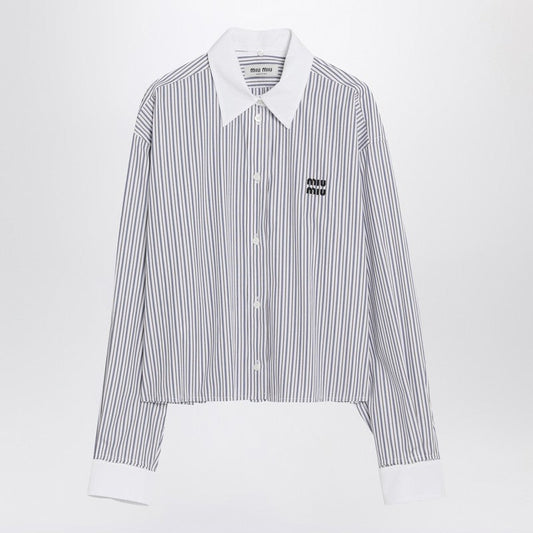 Miu Miu White Striped Shirt With Logo Women