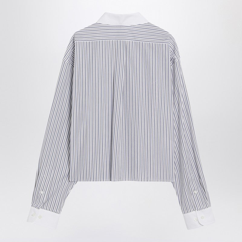 Miu Miu White Striped Shirt With Logo Women