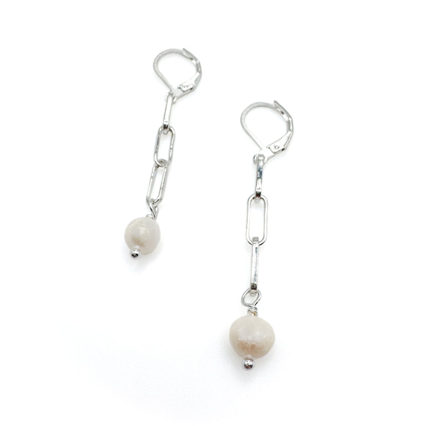 Margot Sterling Silver Pearl Earrings In Paperclip Chain Design Limited Edition Jewelry