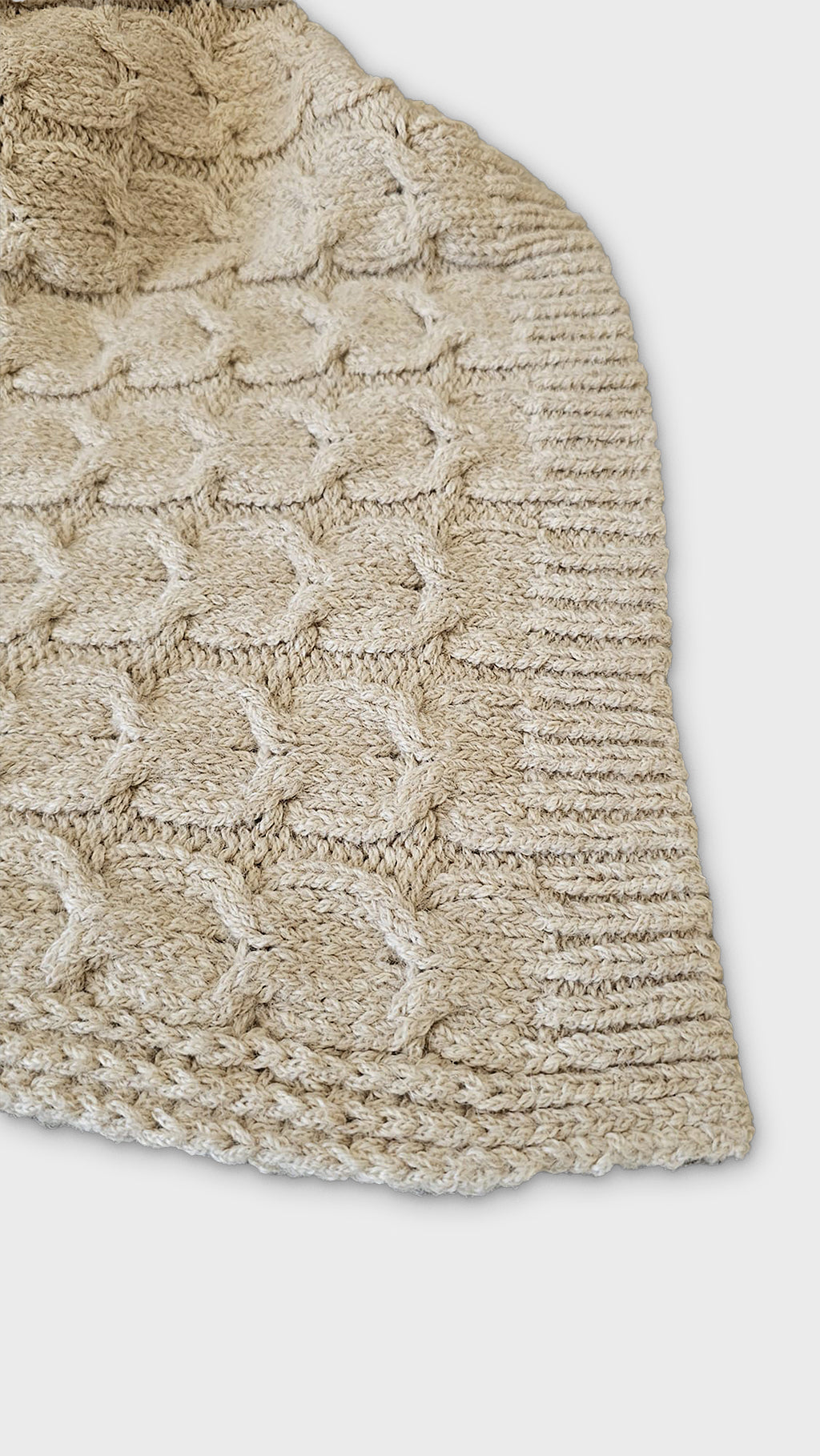 Muru Collection - Pima Cotton & Undyed Baby Alpaca Light Tan Cable Throw