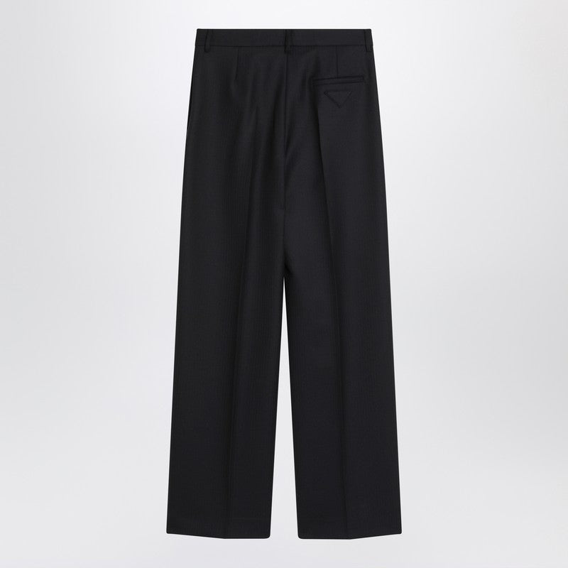Prada Blue Wool Wide Trousers Women