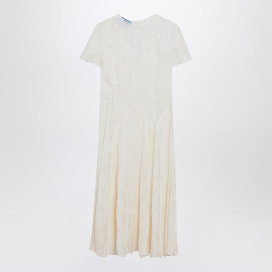 Prada Ivory Dress In Damask Silk Blend Women
