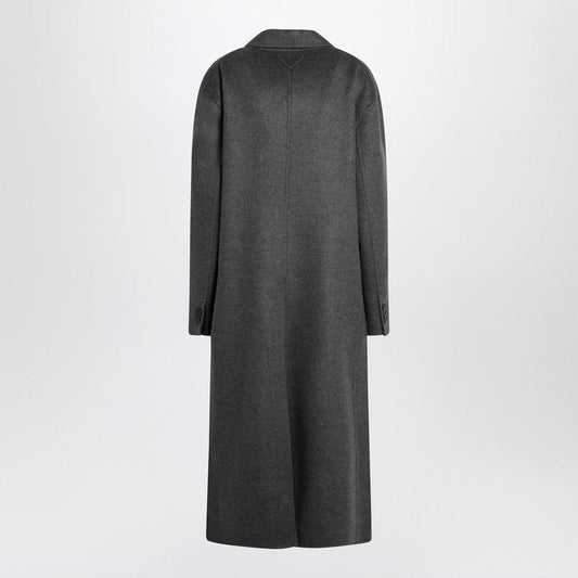 Prada Grey Double-Breasted Wool And Cashmere Coat Women