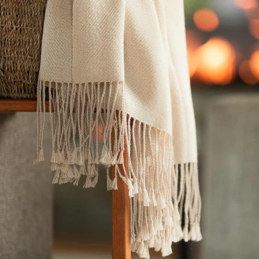 Wasi Collection - Undyed Ivory Mist Baby Alpaca Throw