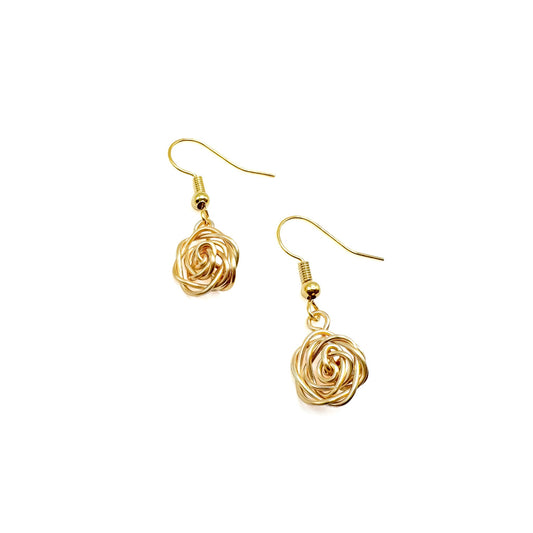 Rosette Gold Plated Earrings Rosette Collection Delicate Hand Wired Design Limited Edition