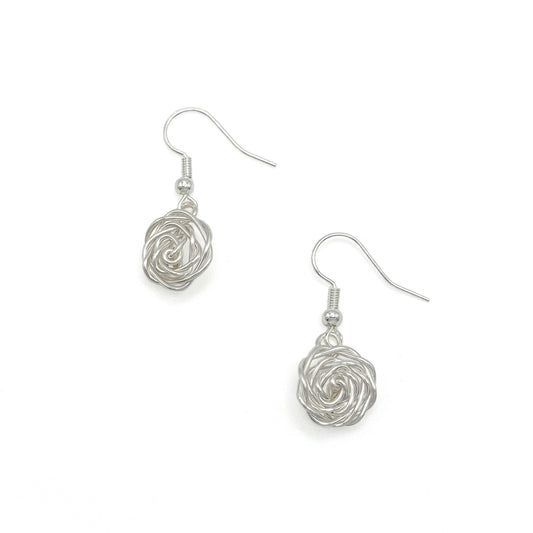 Rosette Silver Earrings Handwired Rosette Collection Silver Plated Hypoallergenic Fishhook Exclusive