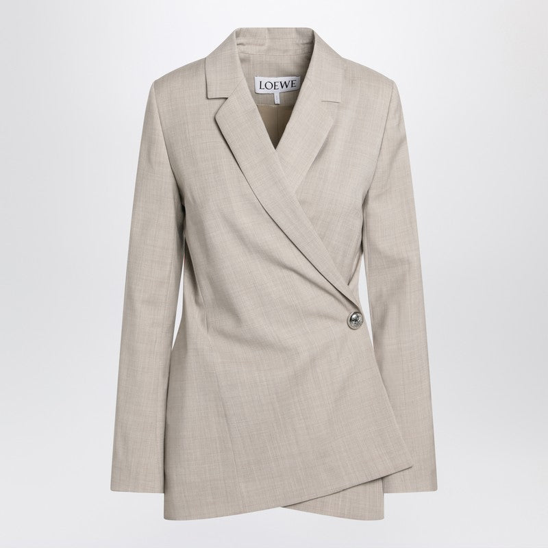 Loewe Beige Melange Wool Wrap Jacket Women
