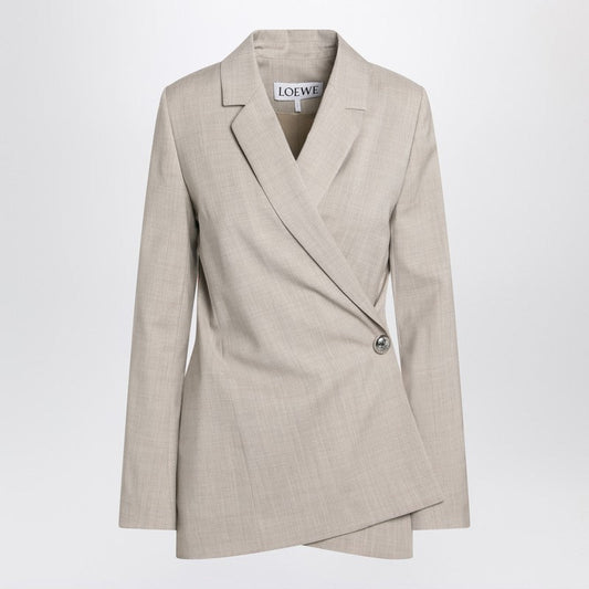 Loewe Beige Melange Wool Wrap Jacket Women