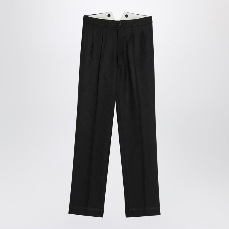 Maison Margiela Black Wool Pleated Trousers Women