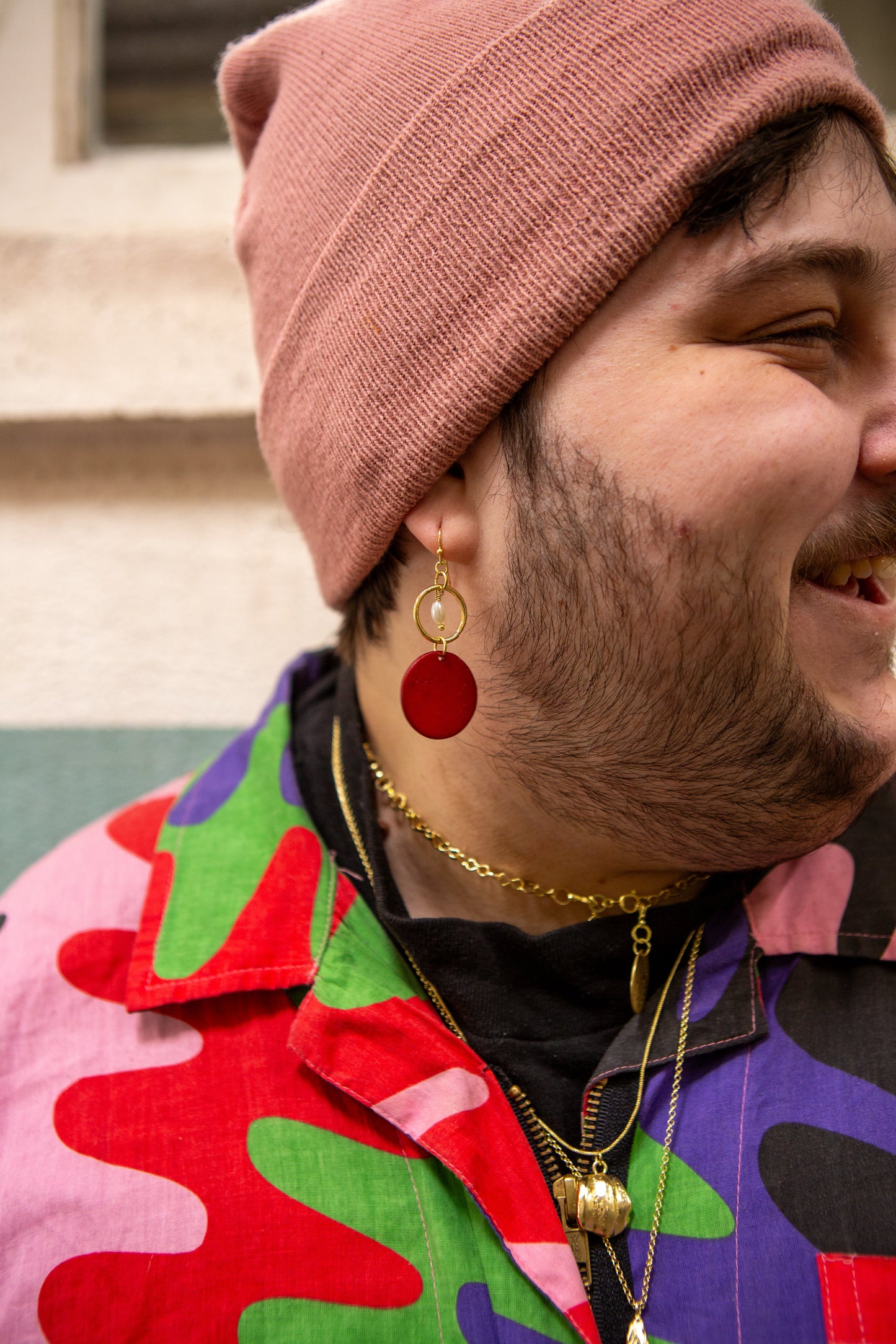 Maroon and Gold Pride Bone Earrings