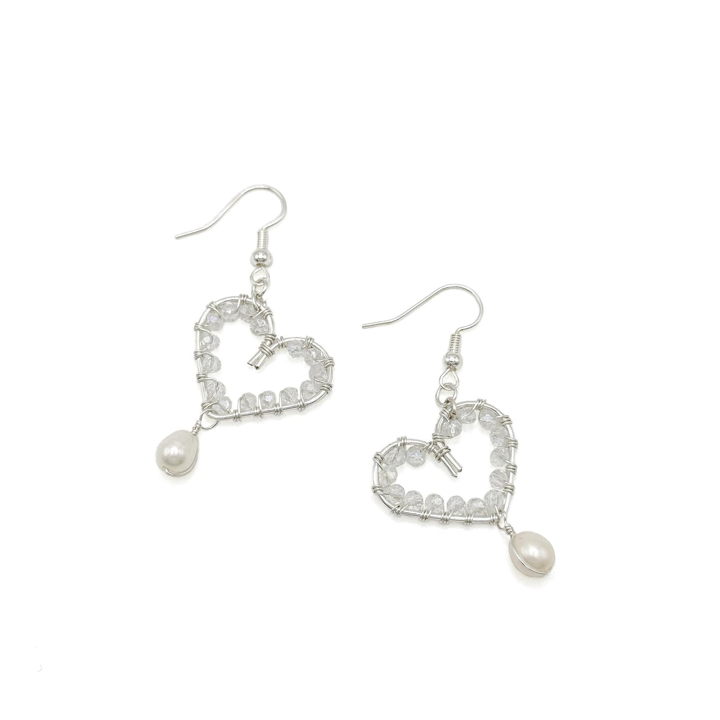 Smitten Silver Pearl Earrings Iridescent Crystals Limited