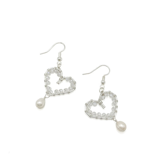 Smitten Silver Pearl Earrings Iridescent Crystals Limited