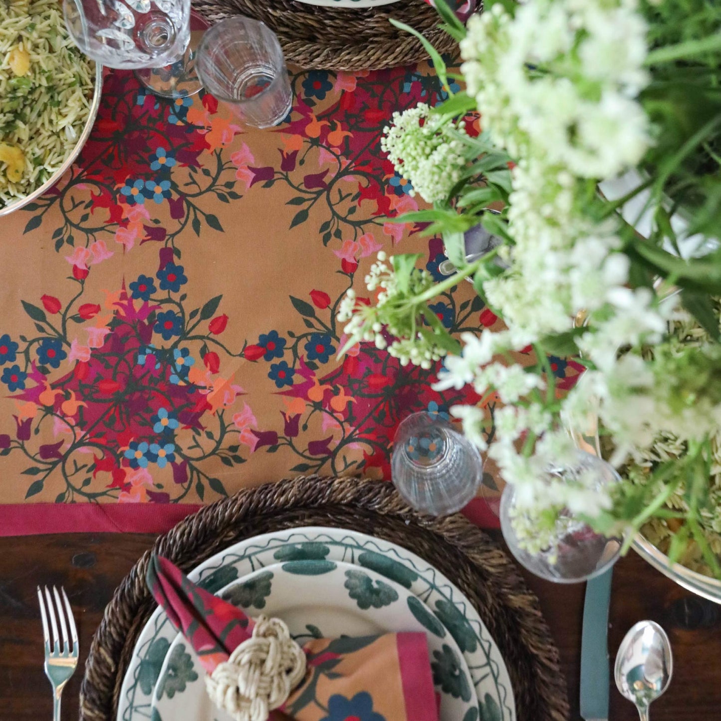 Table Runner Blumen Orange