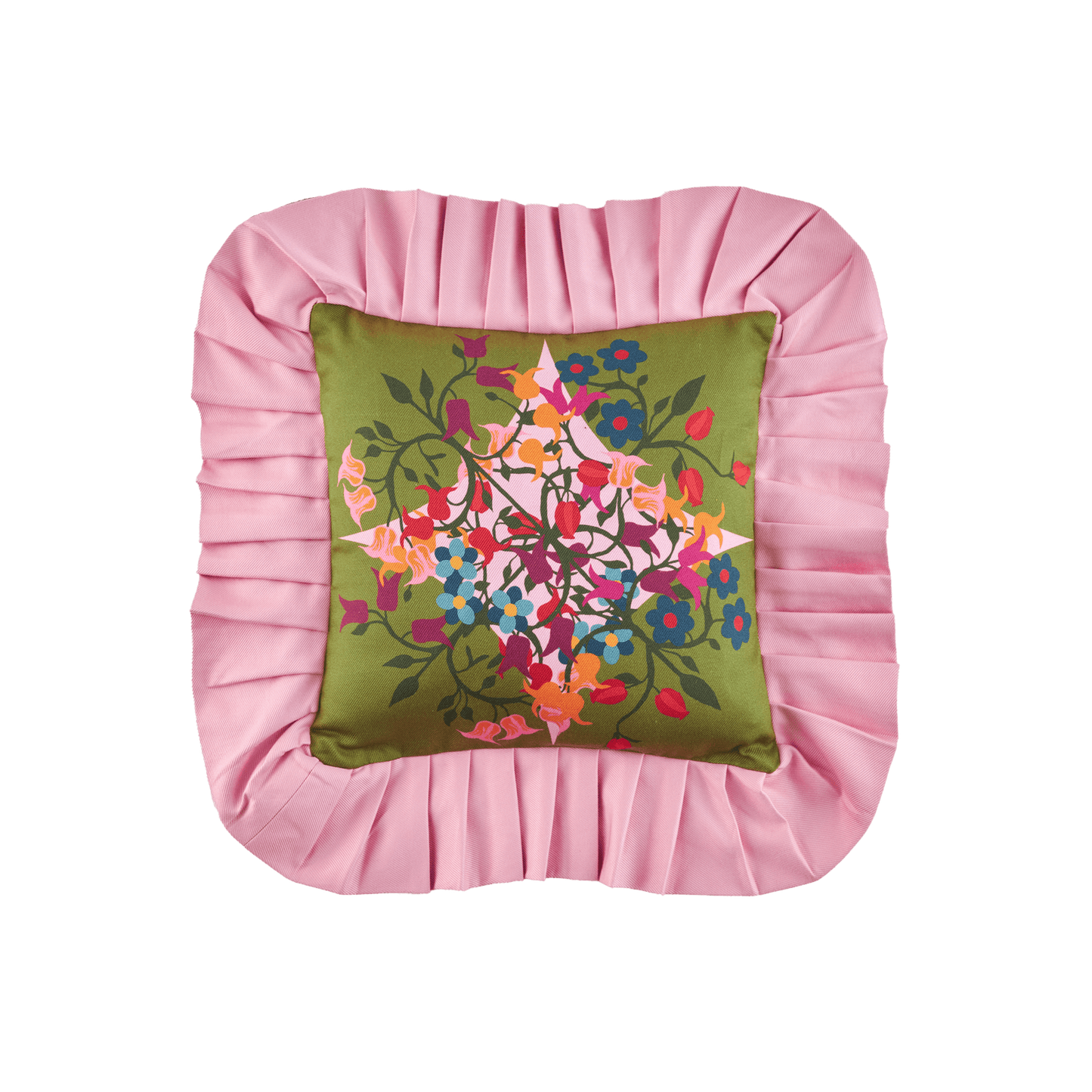 Ruffled Pillow Cover Blumen Green