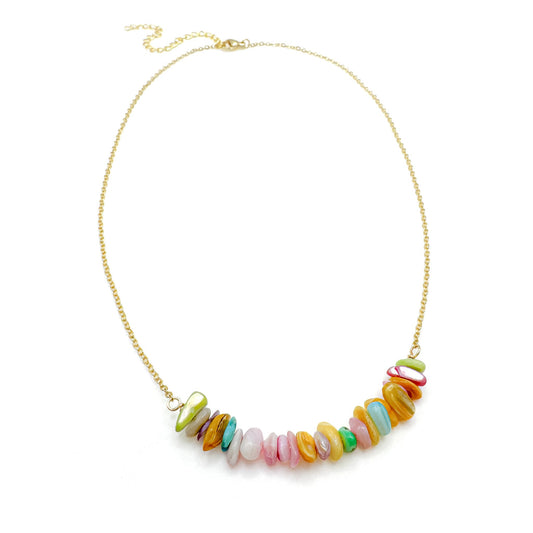 Sugar Rush Necklace Mother Of Pearl Gold Plated Bar Limited