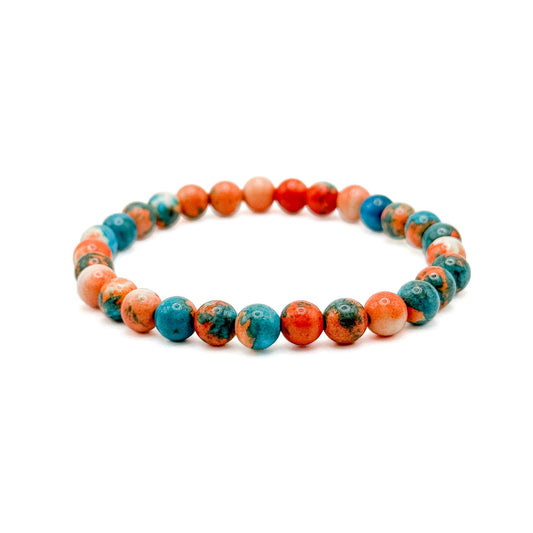 Sunrise Jasper Bracelet In Turquoise Orange Cream Stones Stretch Design Limited Edition Jewelry Collection