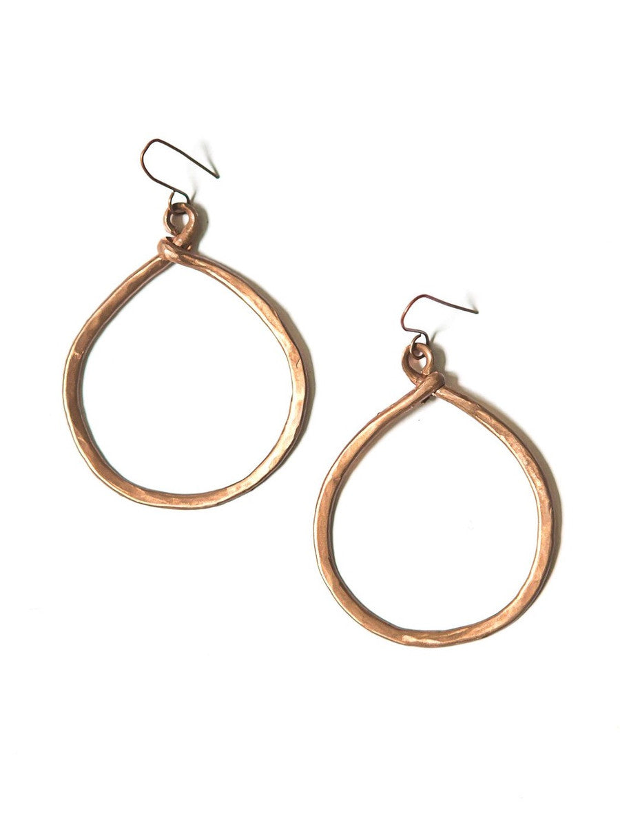 Terracotta Hammered Copper Loop Earrings