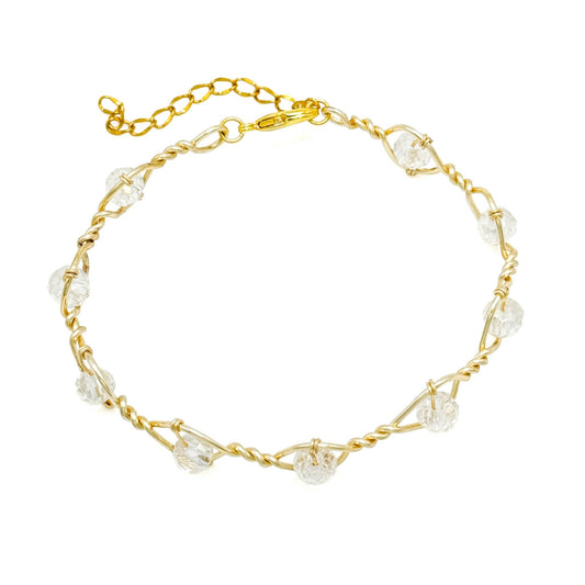 Tiara Crystal Bracelet Gold Plated Wire With 9 Iridescent Crystals Tiara Collection Limited Edition