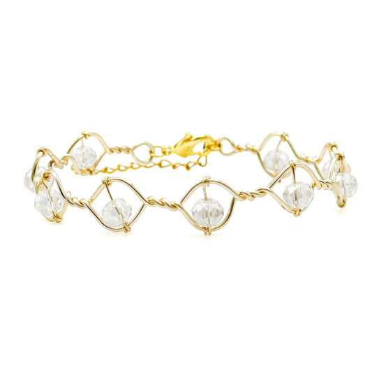 Tiara Crystal Bracelet Gold Plated Wire With 9 Iridescent Crystals Tiara Collection Limited Edition