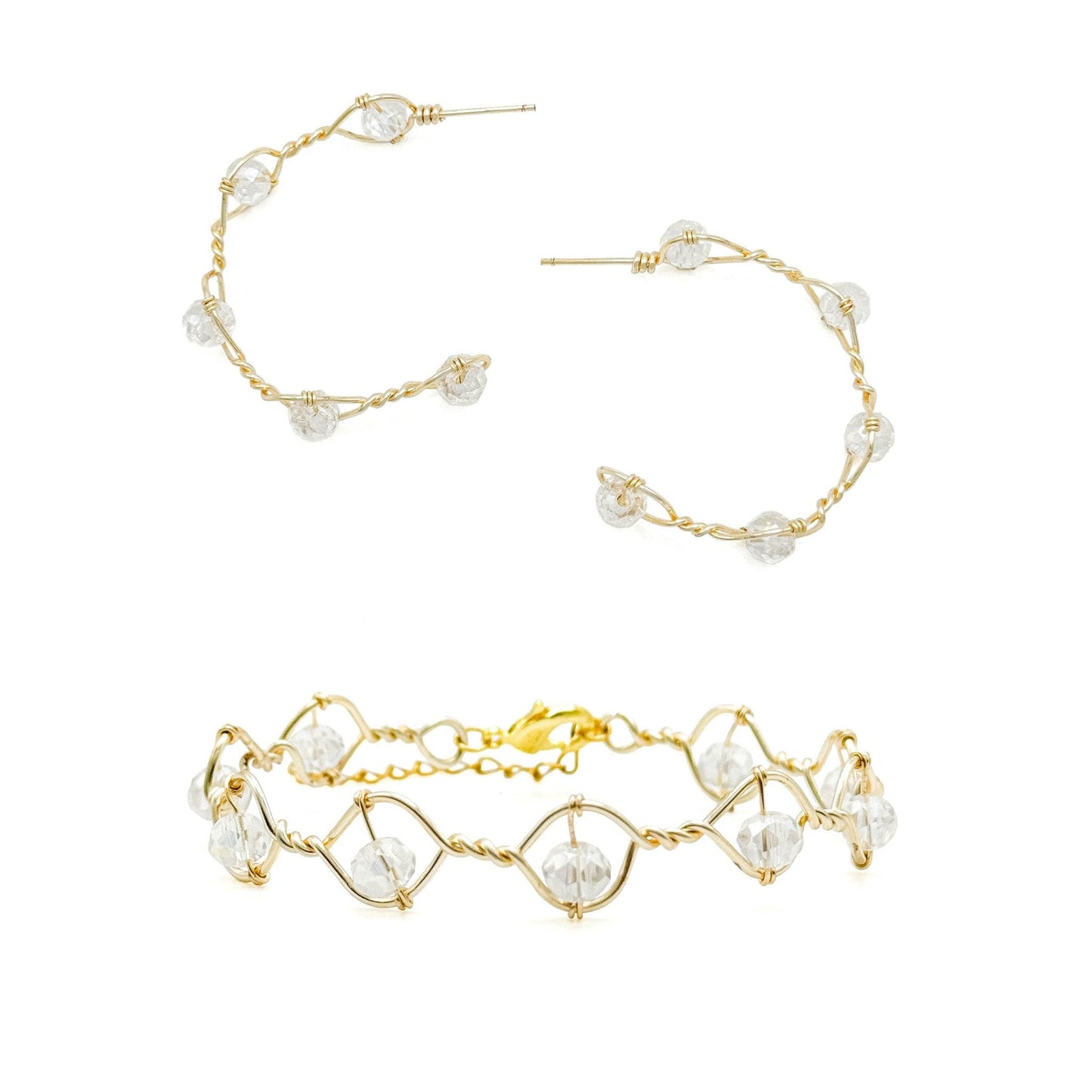 Tiara Crystal Bracelet Gold Plated Wire With 9 Iridescent Crystals Tiara Collection Limited Edition