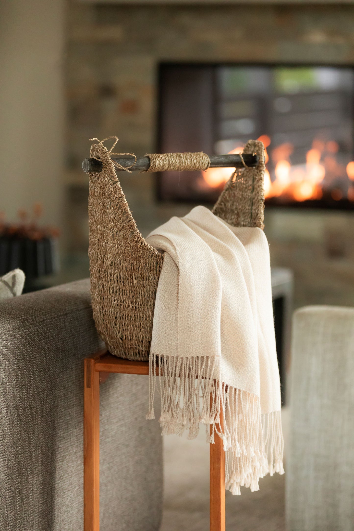 Wasi Collection - Handloomed Undyed Ivory 100% Baby Alpaca Throw Blanket From Peru