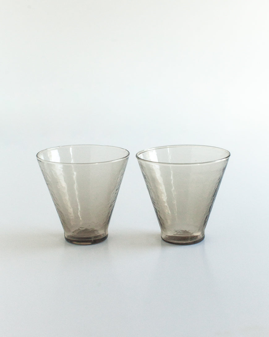 Handblown Hammered Funneled Glasses | Set of 2