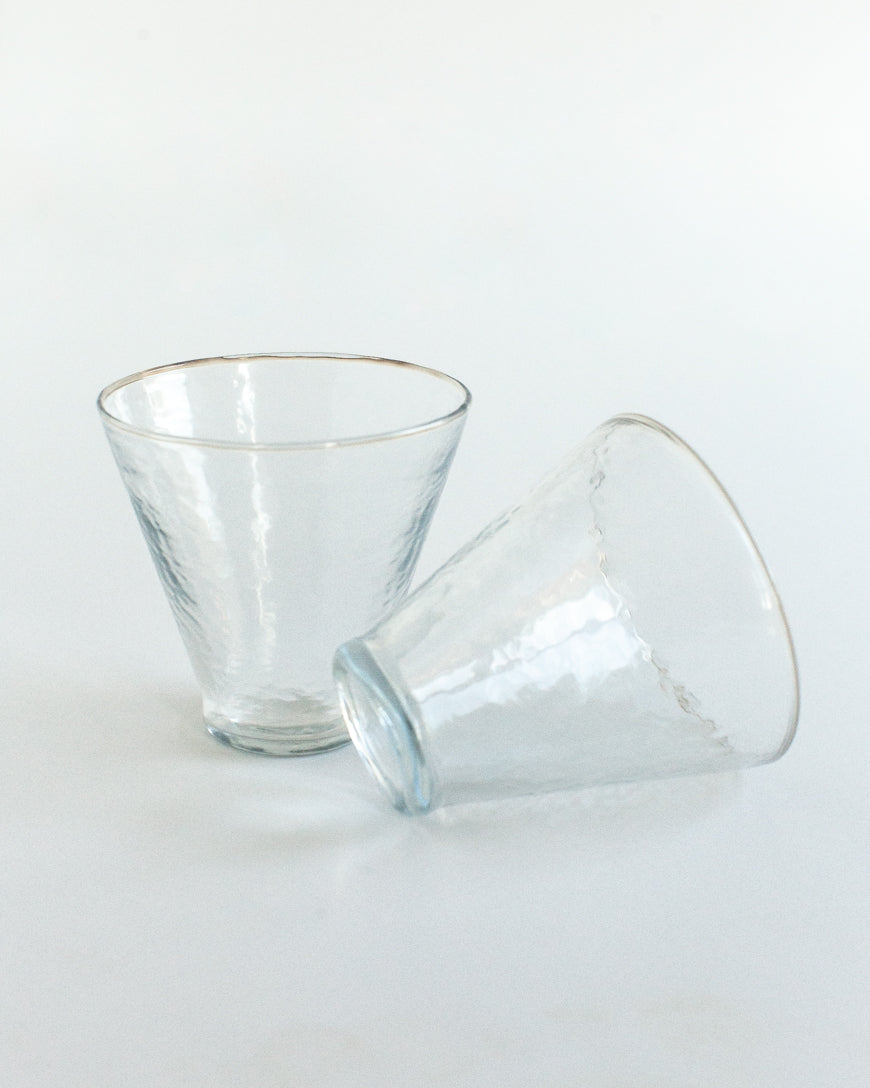 Handblown Hammered Funneled Glasses | Set of 2