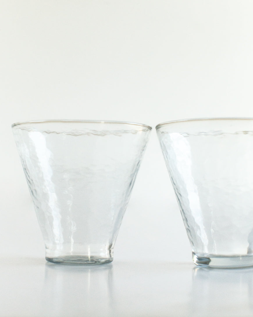 Handblown Hammered Funneled Glasses | Set of 2