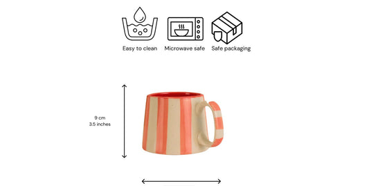 Ceramic Pink Stripe  Coffee cup- 220ml (SET OF 4)