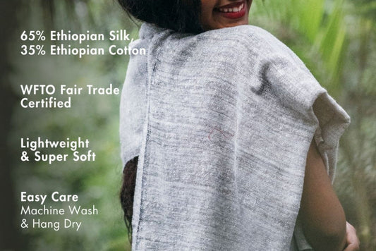 Stella Handwoven Ethiopian Silk and Cotton Shawl