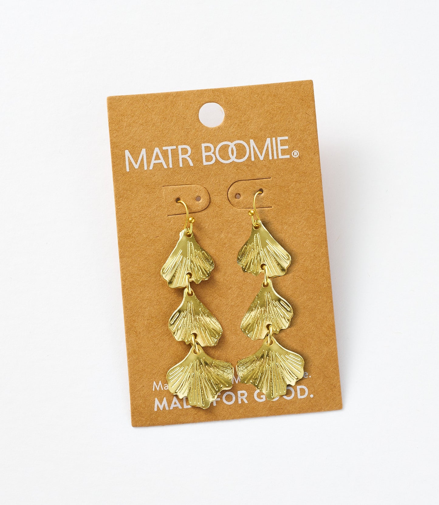 Sayuri Ginkgo Leaf Triple Drop Statement Earring