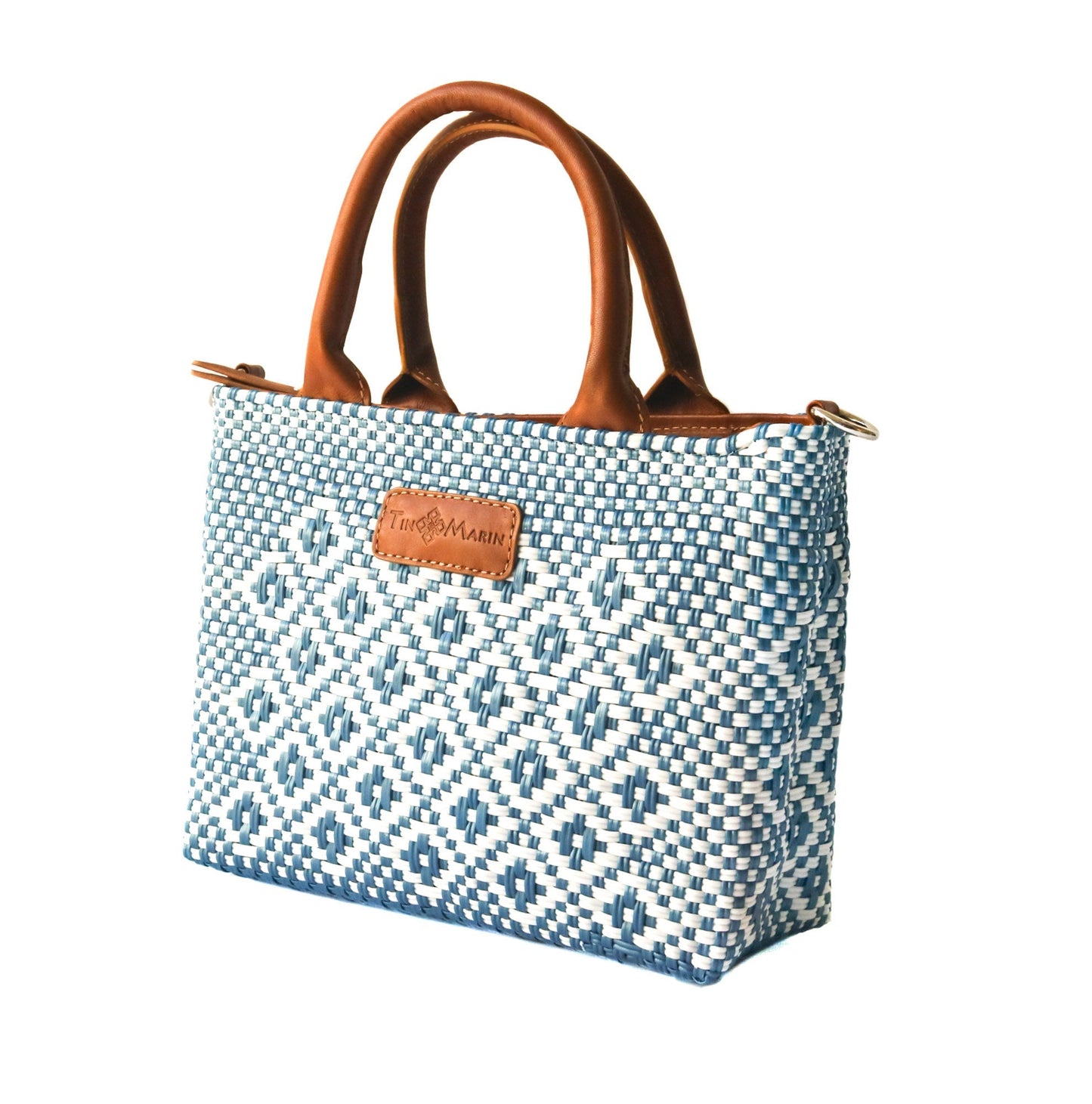 Marine Small Woven Crossbody Bag - Tan Leather